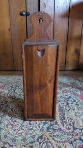 Antique Early Country Wood Wall Slide Candle Box Dovetailed Sqn 17 Patina