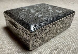 Vintage Austrian 900 Sterling Silver Box Floral Designs Cosmetic Box