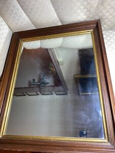 Large Vintage Wood Framed Wall Mirror 28 75 W X 35 0 L X 2 5 D