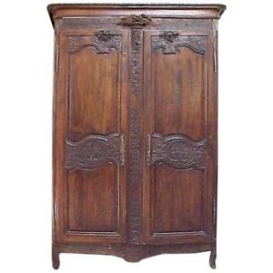 18th Century French Country Highly Carved Walnut Wedding Armoire 50 Off Sale