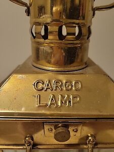 Vintage Brass Plated Brass Cargo Light Lamp Lantern Ships Oil Maritime Boat