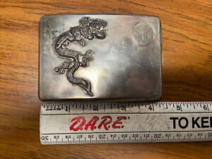 Antique Sterling Silver Chinese Dragon Cigarette Case Holder 135g In Weight