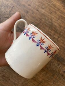 Antique 1840s Staffordshire Child Mug Cup Hand Painted Crackled Glaze Nice