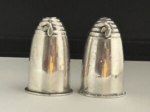 Gorham Sterling Silver Salt Pepper Shaker Set 2pc Beehive With Bee 1270