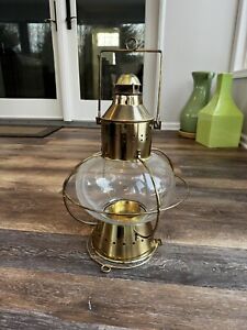 Vtg Nautical Ship Onion Lantern Candle Holder Brass Finish Decorative Light
