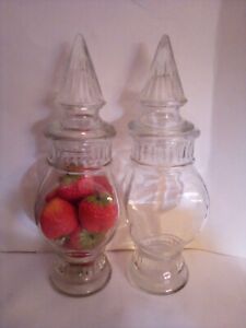1970s Wheaton Glass Apothecary Drug Store Jars 9 3 4in Tall With Lid 126