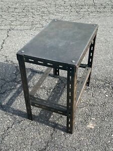 Original Vintage Side Table Narrow Nightstands Industrial End Table Metal Frame