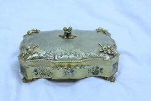 German Victorian 800 Silver Gold Plated Jewelry Box Made In Germany 11 91 Oz