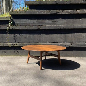 Midcentury Modern Solid Walnut Round Coffee Table By Jens Risom Ca 1949