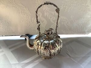 Rare 19th Century Chinese Sterling Silver Tea Pot Approx 4 63 Troy Oz 