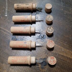 Vintage Boye Sewing Machine Needles In Wooden Tubes S 2 1 2 2 4 24 26