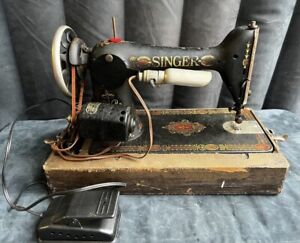 Antique Vintage Singer Model 66 Red Eye Sewing Machine 1918 With Case