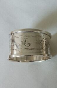 Antique English Sterling Silver Napkin Ring A Initial Engraving Dated 1922