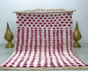 Beautiful Moroccan Handmade Checkered Carpet 4 3 X 4 7 Fuchsia Beni Ourain Rug