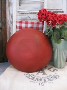 Antique Wood Dough Bowl W Double Rim Red Milk Paint 12 1 2 