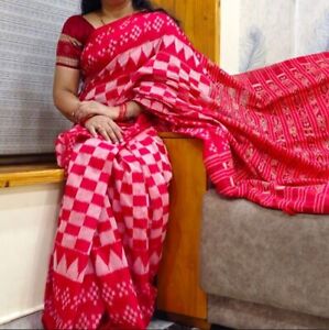 J P Handloom Silk Cotton Mercerize Khandua Saree With Blouse