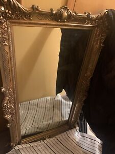 Vintage Gold Ornate Bassett Mirror Co 59 X34 Hollywood Regency Full Body Size Ex