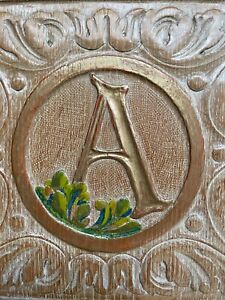 A Stunning Carved Panel In Oak With The Letter A