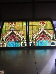 Lilly 6 Matched Pair Antique All Stainglass Gothic Design Window