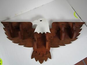 Vintage Wood Folk Art American Eagle Wall Plaque Hat Rack Patriotic 36 5 W
