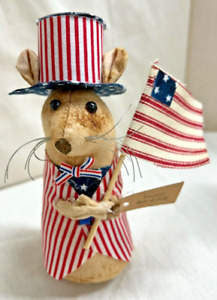 Mouse Red White Blue Fourth Of July Uncle Sam Primitive Grunged