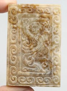 77mm Collect China Old Jade Hand Carving Ancient Beautiful Woman Pendant S65