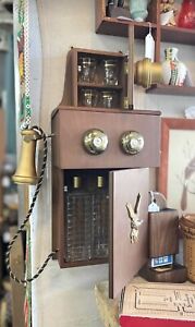 Mcm Old Fashioned Telephone Style Bar Liquor Hanging Wall Cabinet