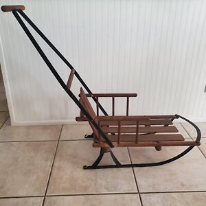 Antique Early American Wooden Childs Push Sleigh