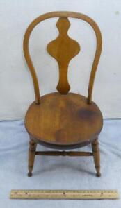 Antique 1873 Childs Doll Salesman Sample Bow Back Wood Chair Furniture 