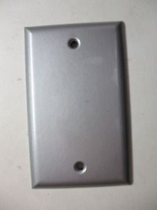 Satin Gray Aluminum Smooth Blank Wall Plate Splice Box Cover Vintage 1980s
