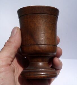 Colonial Era Treenware Primitive Antique Wooden Goblet Cup Glass Pioneer