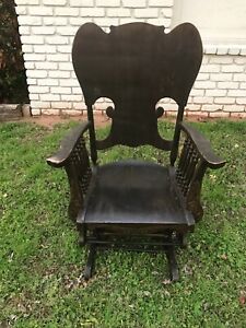 Old Lowentraut 1888 Patented 383808 Gh Hall Rocking Rocker Chair Pressed Pattern