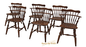Ethan Allen Heirloom Nutmeg Maple Comb Back Dining Chairs Set Of 6 10 6040