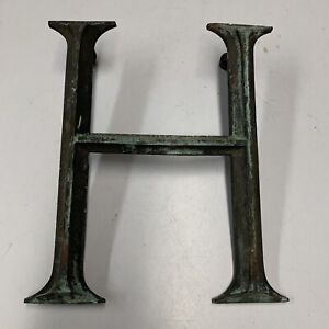 Antique Letter N Building Marquee Sign Gothic Cast Bronze Brass Art Deco 2