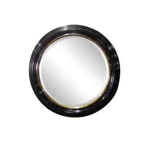 Great Milling Road By Baker Large Ebonized Circular Gilded Wall Mirror
