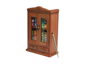 New Bookcase Armoire Wood And Glass Copper Hinges For 12 Mini Books 10 Inc High