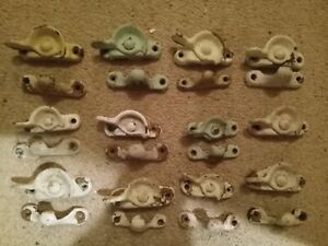 Lot Of 12 Vintage Painted Window Sash Locks W Keepers From Old Basement Windows