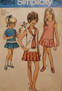 Vintage 1970 Simplicity 8864 Child S Size 6 Dresses 3 Patterns Very Retro