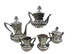 Fine Large Antique Silver Plated Tea Coffee Set Meriden Company Not Sterling
