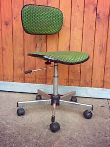 Office Chair Swivel Chair 70er Vintage Executive Chair Green Chrome Architects