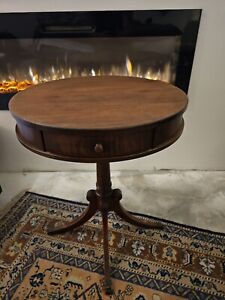 Vintage Mahogany Drum Table With Lions Feet