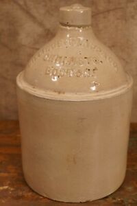 19th Century Billings Clapp Co Boston Chemist Ceramic Crock Jug Microbe