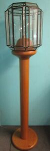 Torchiere Standing Oak Wood Decagon Glass 1950 S Floor Lamp Local Pic Up Only