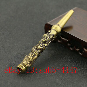 Chinese Copper Brass Dragon Small Fengshui Statue Cigarette Holder