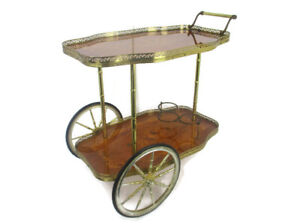 Italian Bar Cocktail Tea Cart Trolley Italian Hollywood Regency Marquetry Inlay