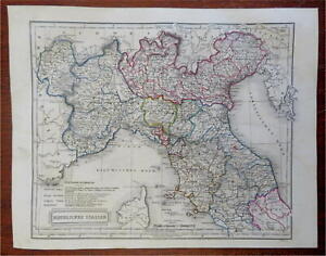Northern Italy Kingdom Of Sardinia Lombardy Papal States Tuscany 1860 Biller Map