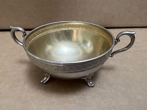Manning Bowman Quality Vintage Chrome Sugar Bowl Brass Silver Made In Usa