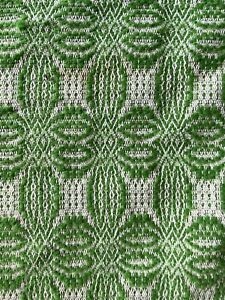 Green White Antique Wool Hand Woven Coverlet Sampler Table Runner