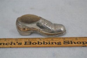 Antique Sewing Pin Cushion Small Laced Shoe Japan Cast Metal 4 25 X 2 H 1900s