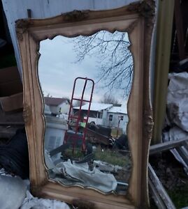 Antique Large Wooden Mirror Ornate
